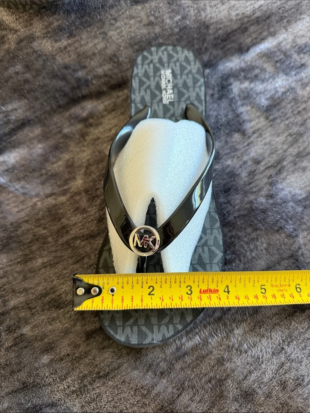 Michael Kors Black MK Logo Wedge Flip Flops